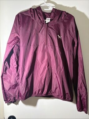 PINK Victoria's Secret Maroon Windbreaker Pullover with Hood
